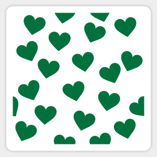 Deep green hearts print Sticker